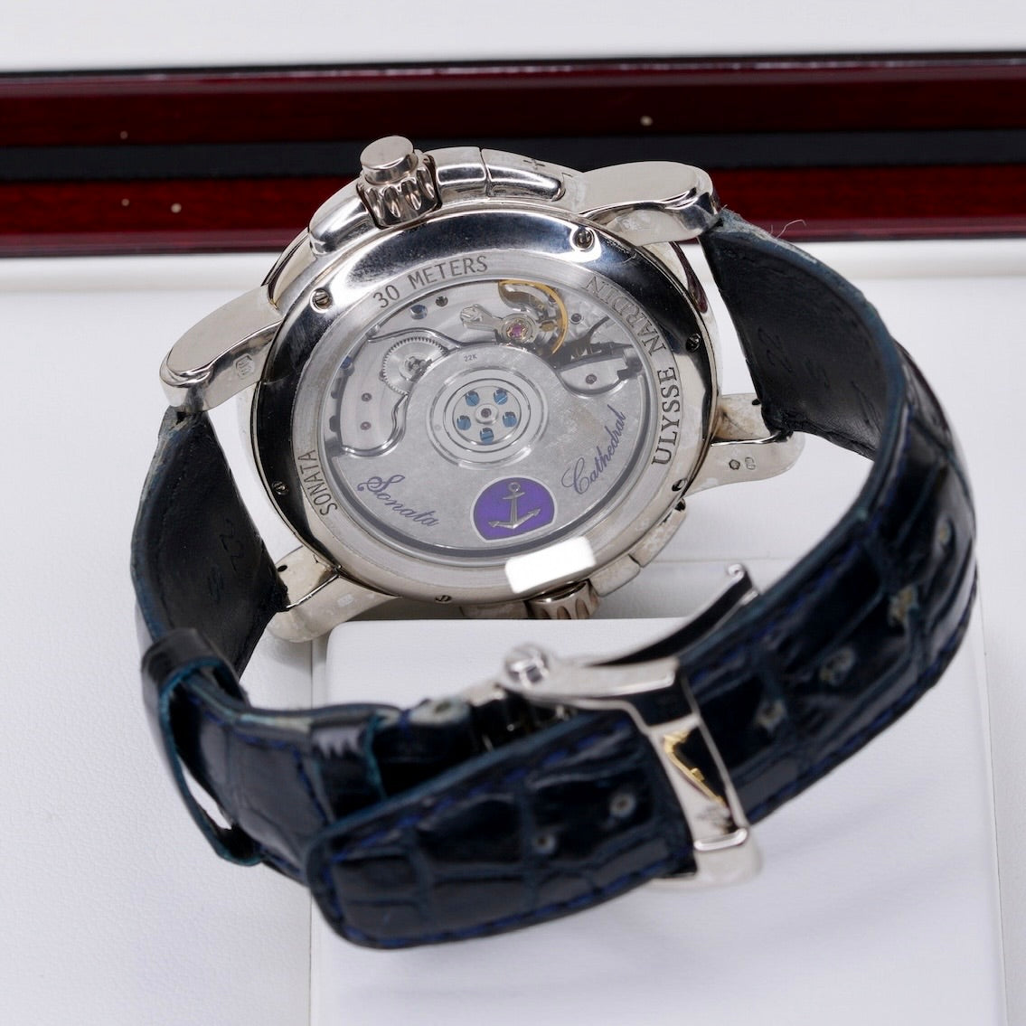 Ulysses Nardin 670-88/213 “SONATA” Dual Time White Gold Leather Strap