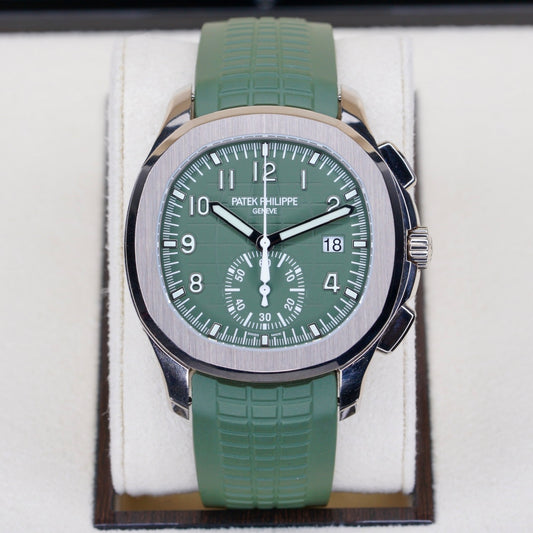 Patek Philippe Aquanaut 5968G-010 “GREEN TRAVEL AQUA” Green Kaki Dial White Gold Tropical Strap 42.2mm 2021