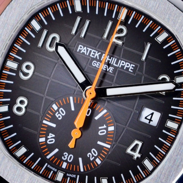 Patek Philippe Aquanaut 5968A-001 “ORANGE AQUA” Black Dial Orange Accents Stainless Steel Tropical Strap 2024