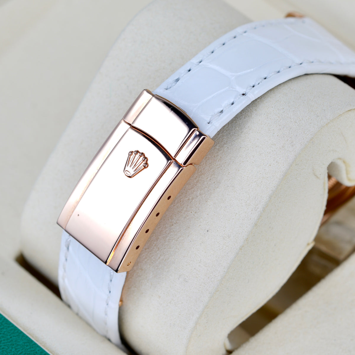Rolex Datejust 116185 MOP Diamond Dial Rose Gold Leather Strap 36mm