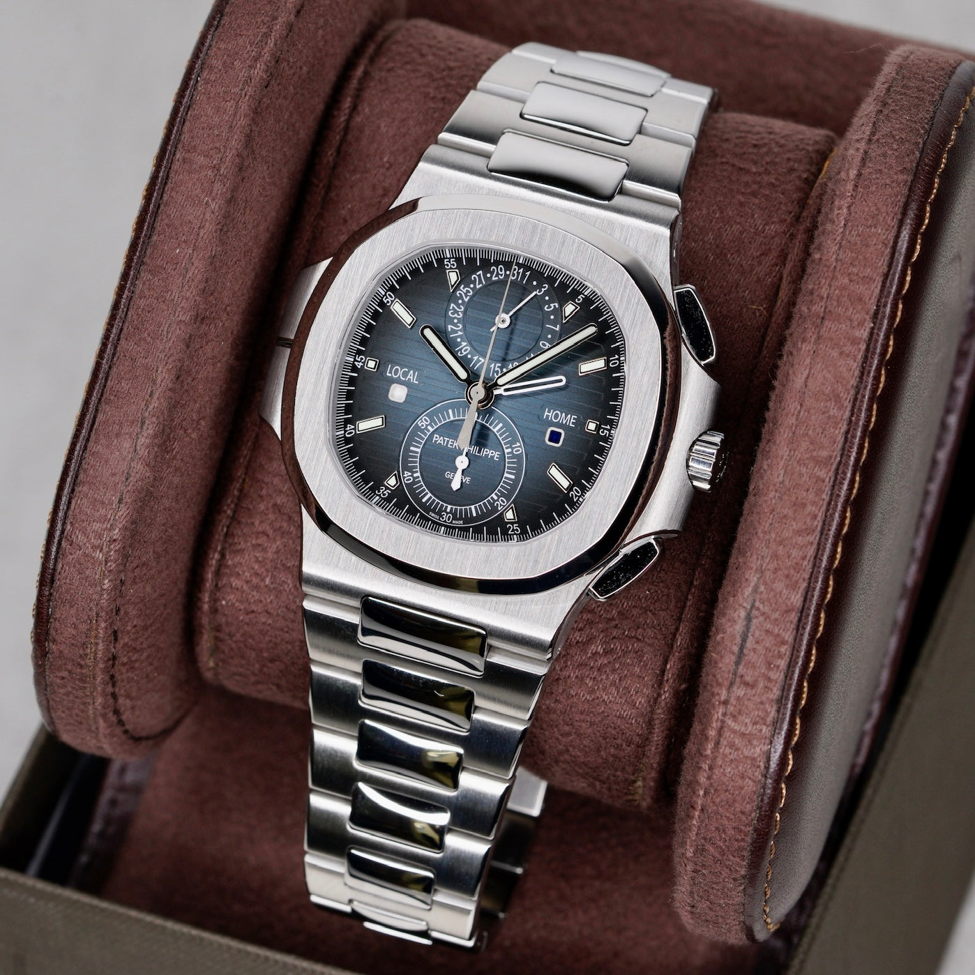 Patek Philippe Nautilus 5990/1A-011 Blue Smoked Dial Travel Time Stainless Steel Chronograph 2025