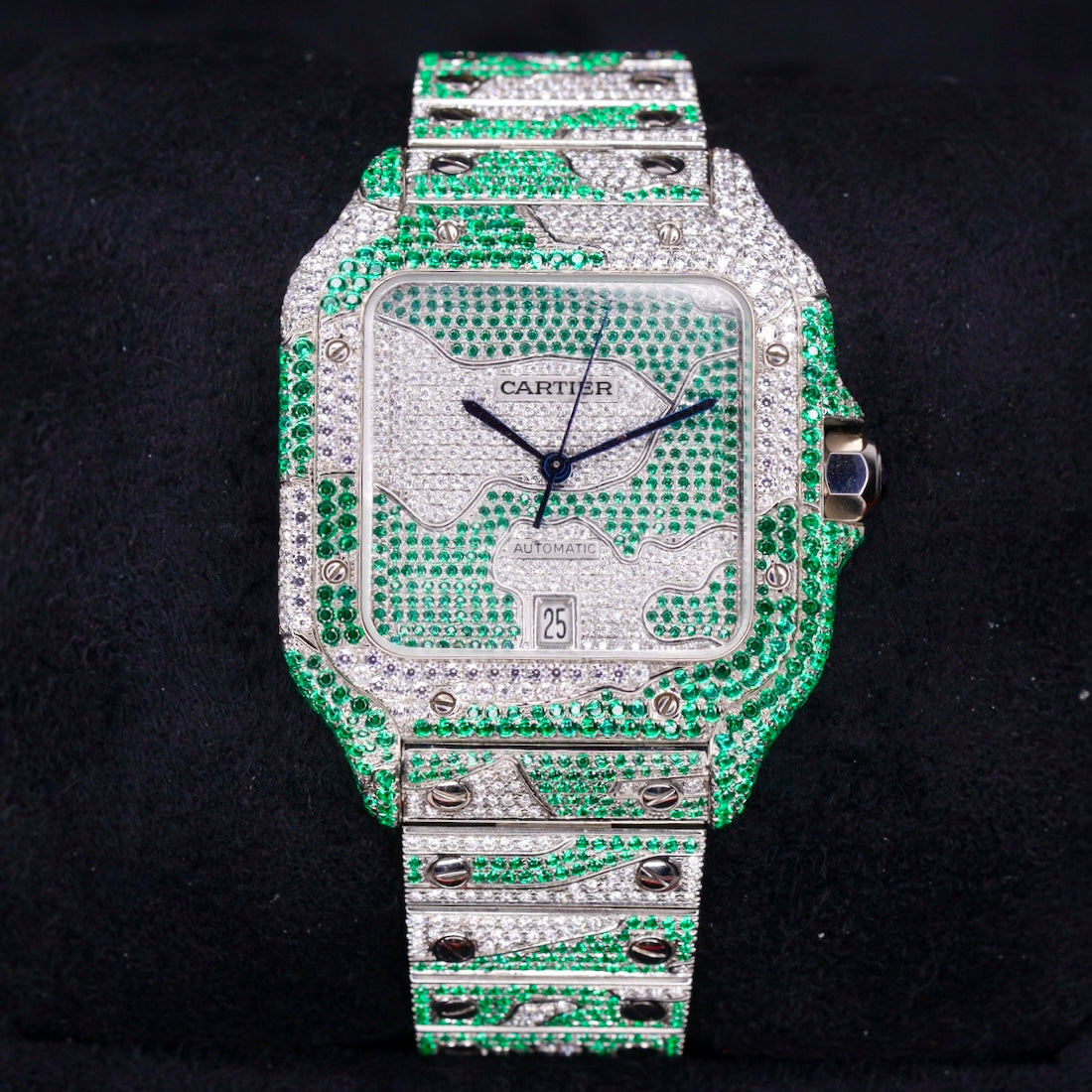 Cartier Santos NEW WSSA0018 “GREEN CAMO” AM Diamond Dial Stainless Steel AM Diamond Finishing
