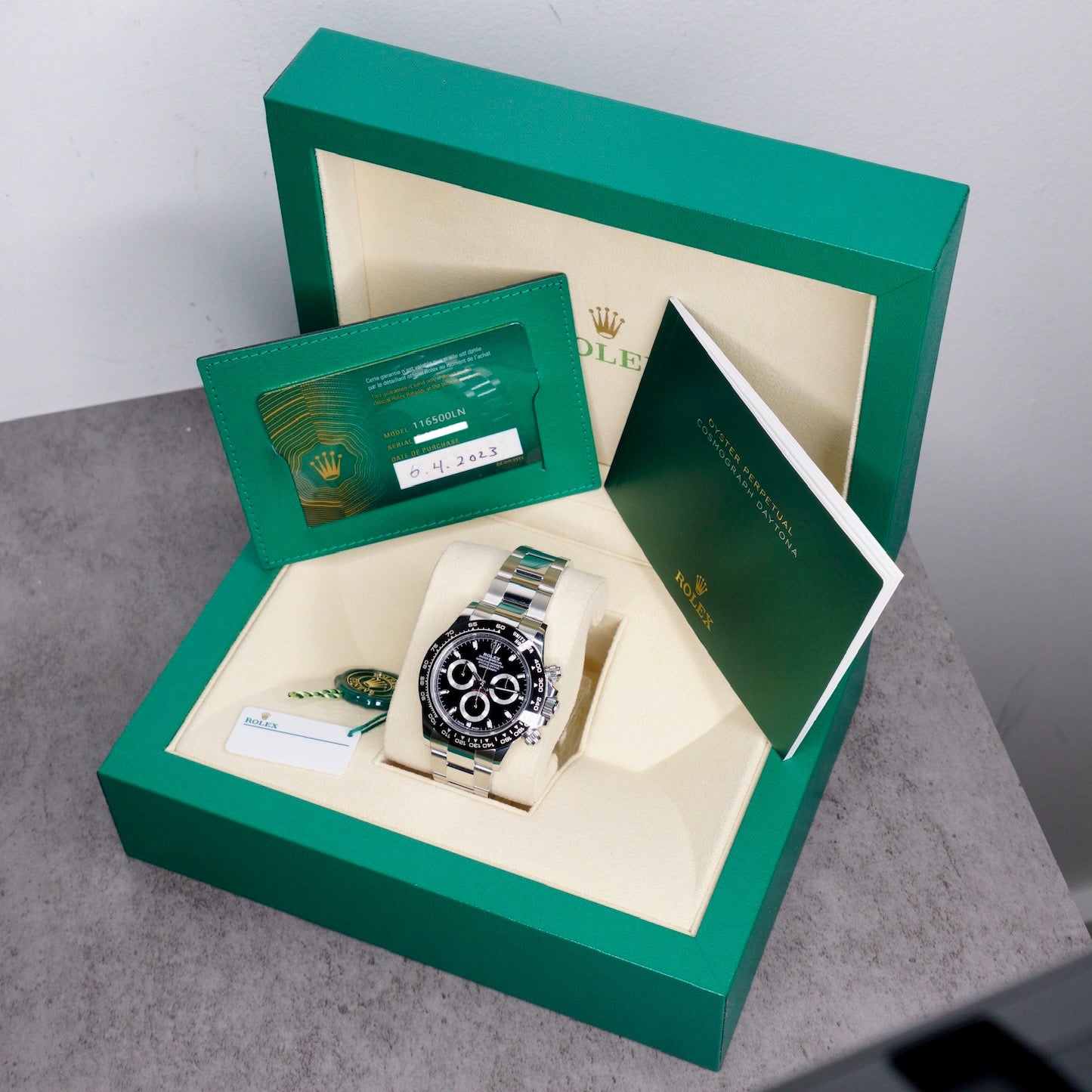 Rolex Daytona 116500LN “REVERSE PANDA” Black Dial White Sub Dials Stainless Steel 40mm 2023