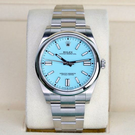 Rolex NEW OLD STOCK Oyster Perpetual 124300 “TIFFANY” Turquoise Dial Stainless Steel 41mm 2020