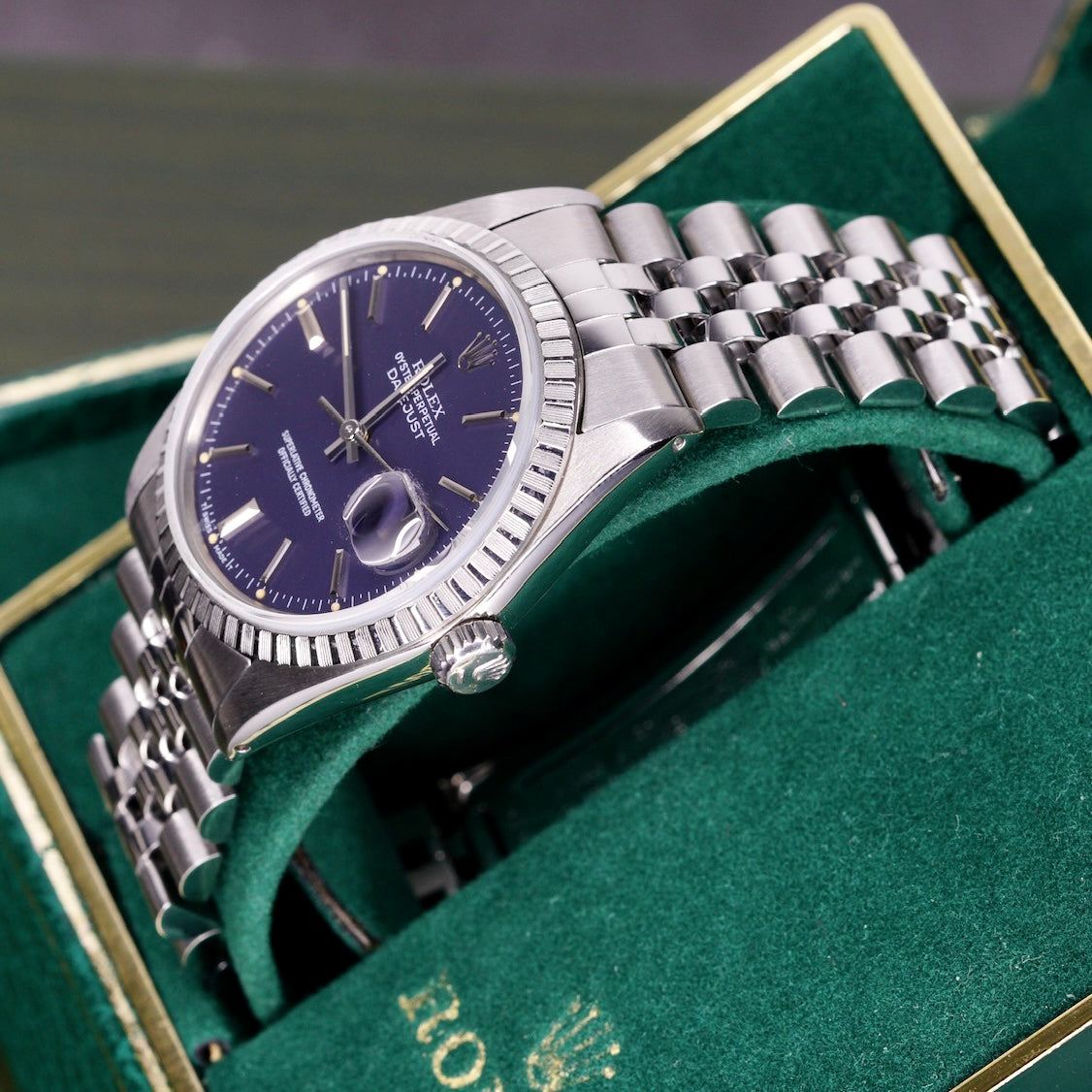 Rolex Datejust 16014 Blue Stick Dial Stainless Steel Jubilee 36mm