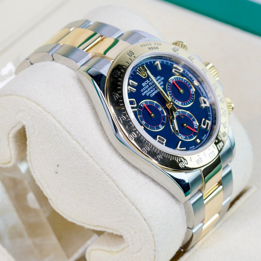 Rolex Daytona 116523 “RACING BLUE” Blue Arabic Dial Two-Tone Yellow Gold & Steel 40mm