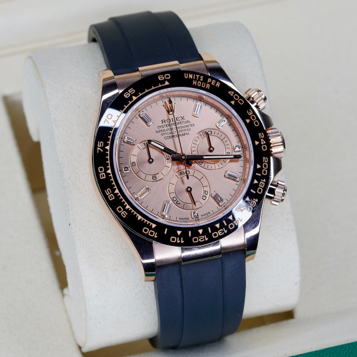Rolex Daytona 116515LN “PINK BAGUETTES” Pink Baguettes Dial Rose Gold Oysterflex 40mm 2018
