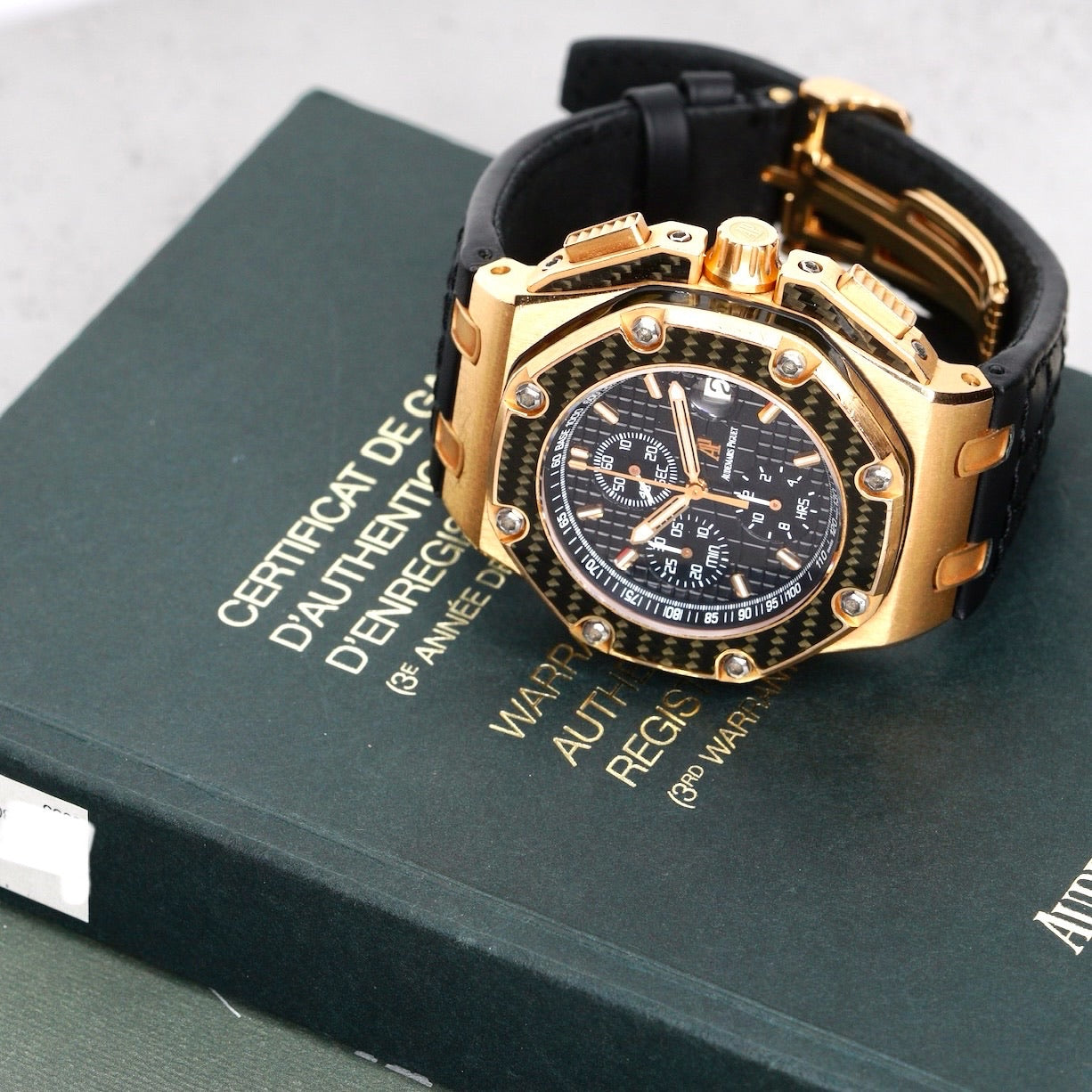 Audemars Piguet Royal Oak Offshore 26030RO.OO.D001IN.01 “MONTOYA” Black Dial Carbon Bezel Rose Gold 45mm
