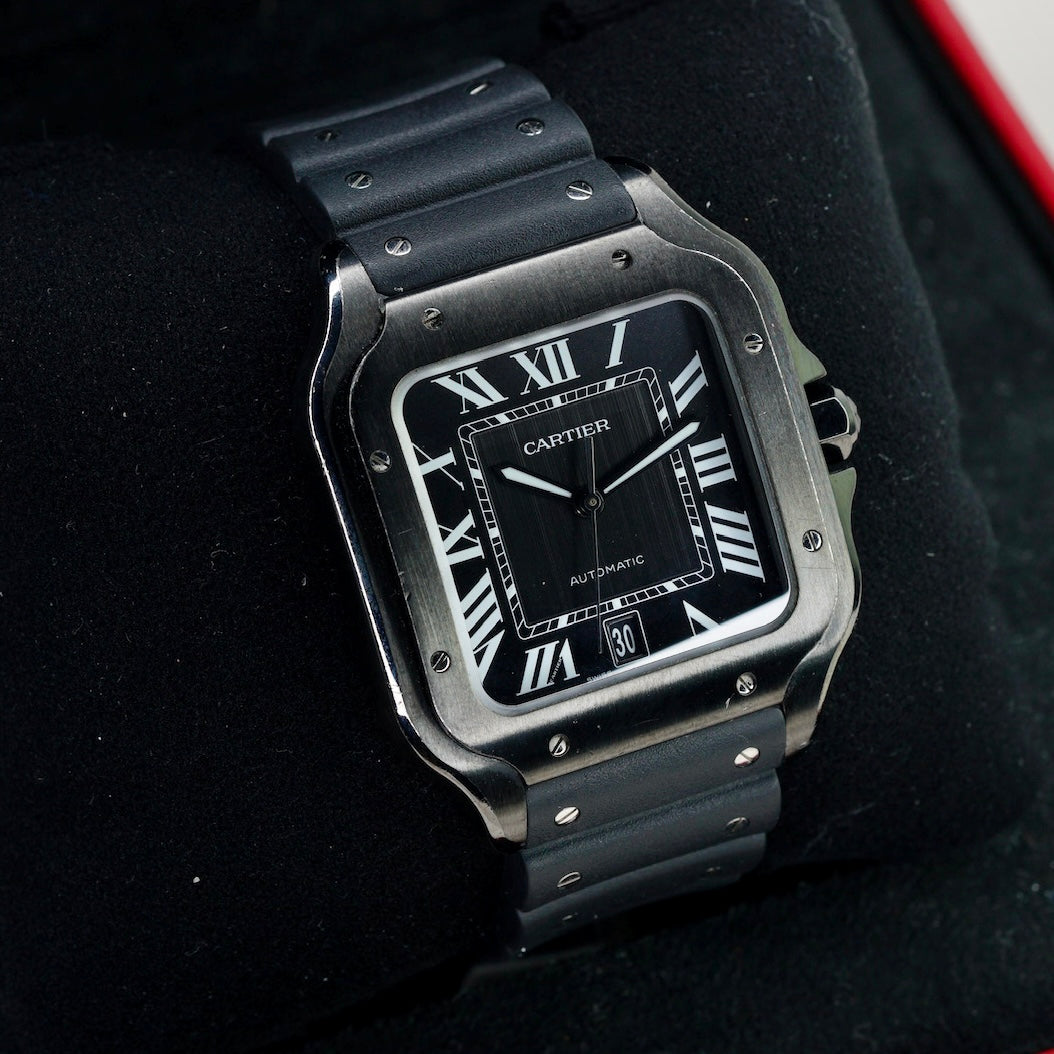 Cartier Santos De Cartier 4072/WSSA0039 Black Dial DLC