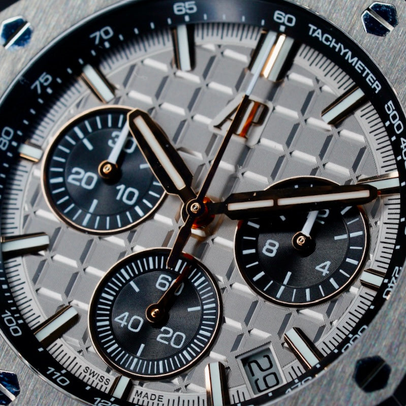 Audemars Piguet Royal Oak Offshore 26420OI.OO.A015VE.01 “BABY LEBRON” Grey Dial Rose Gold Chronograph 43mm