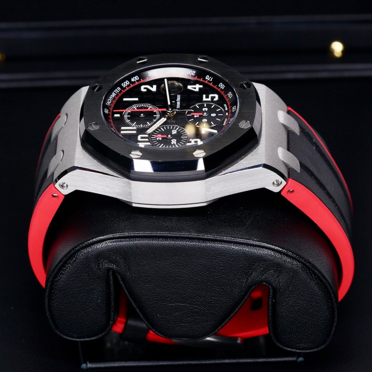 Audemars Piguet Royal Oak Offshore 26470SO.OO.A002CA.01 “VAMPIRE DARK KNIGHT” Black Dial Red Accents Ceramic Bezel Stainless Steel Chronograph 42mm