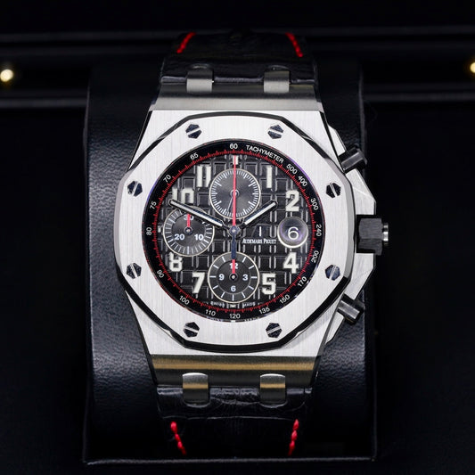 Audemars Piguet Royal Oak Offshore 26470ST.OO.A101CR.01 “VAMPIRE” Black Dial Red Accents Stainless Steel Chronograph 42mm