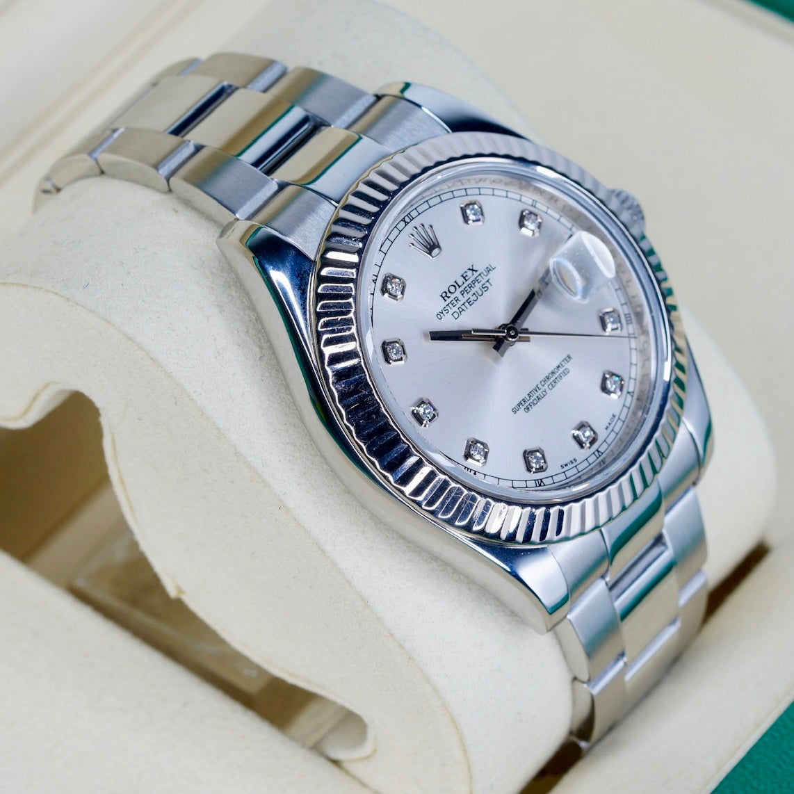 Rolex Datejust II 116334 Silver Diamond Dial Stainless Steel 41mm