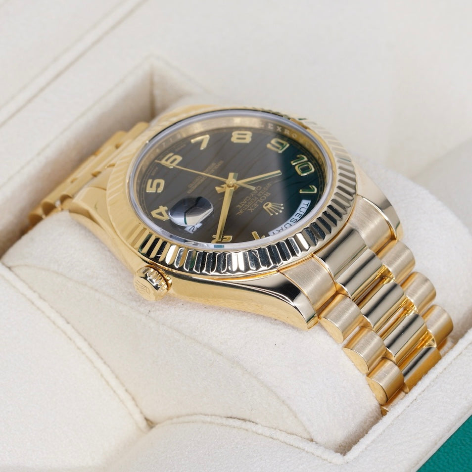 Rolex Day-Date II 218238 “ARABIC WAVE” Black Arabic Wave Dial Yellow Gold 41mm