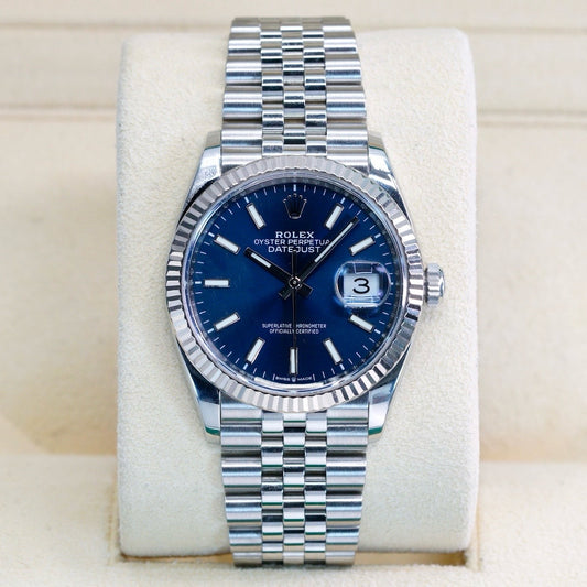 Rolex Datejust 126234 Blue Dial White Gold Bezel Stainless Steel Jubilee 36mm 2021