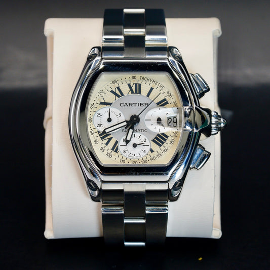 Cartier Roadster XL Chronograph 2618 White Dial Stainless Steel