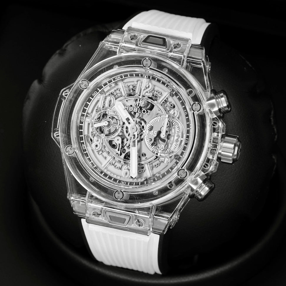 Hublot Big Bang Unico 411.JX.4802.RT Sapphire Skeleton Rubber Strap 45mm