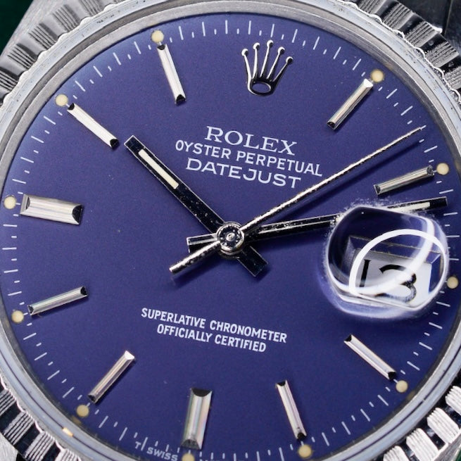 Rolex Datejust 16014 Blue Stick Dial Stainless Steel Jubilee 36mm