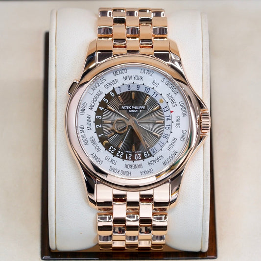 Patek Philippe World Time 5130/1R-011 Rose Gold Silver Dial Open Caseback 39.5mm 2014