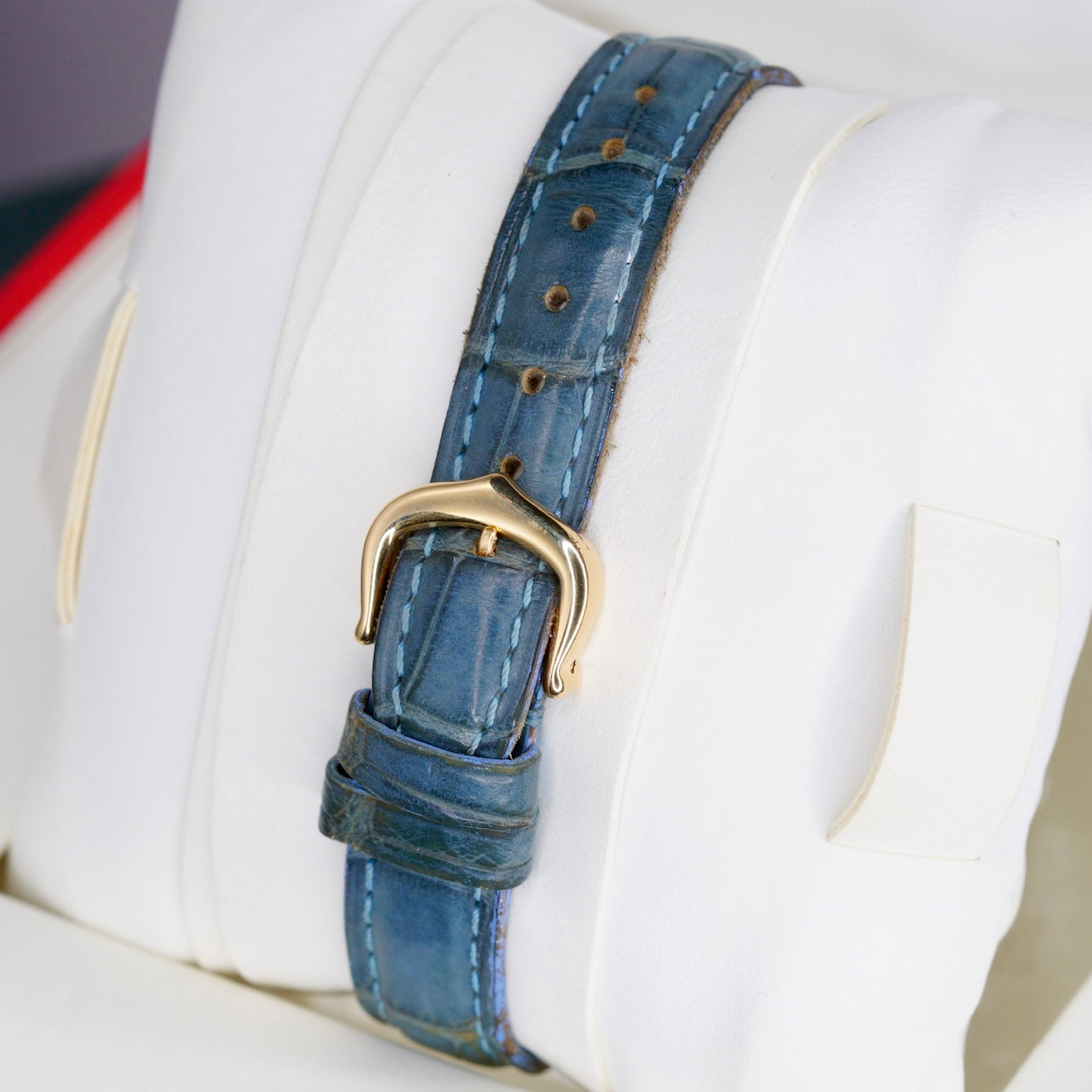 Cartier Tank Americaine 1710 White Dial Yellow Gold Leather Strap Quartz