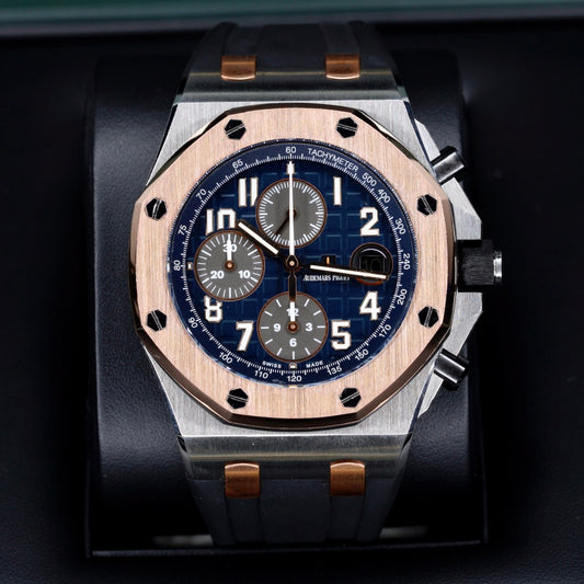 Audemars Piguet Royal Oak Offshore 26471SR.OO.D101CR.01 “BUCHERER” Blue Dial Two-Tone Rose Gold & Steel Chronograph 42mm