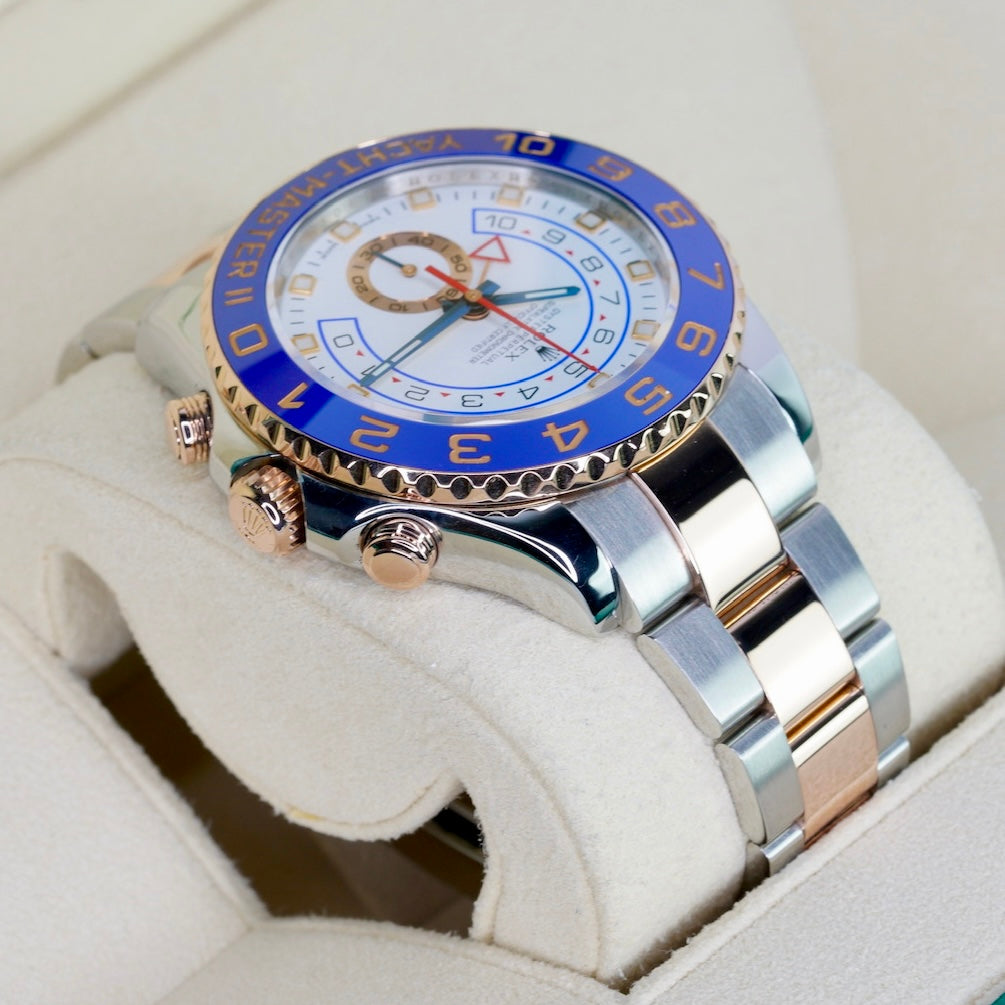 Rolex Yacht-Master II 116681 White Dial Blue Hands Two-Tone Rose Gold & Steel 44mm