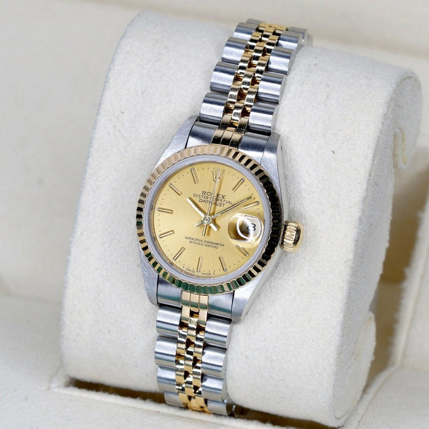 Rolex Lady-Datejust 69173 Champagne Stick Dial Two-Tone Yellow Gold & Steel Jubilee 26mm
