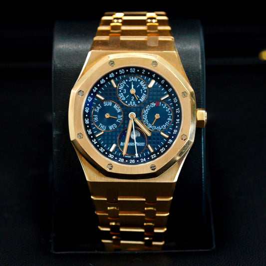 Audemars Piguet Royal Oak Perpetual Calendar 26574BA.OO.1220BA.01 Blue Dial Moonphase Rose Gold 41mm