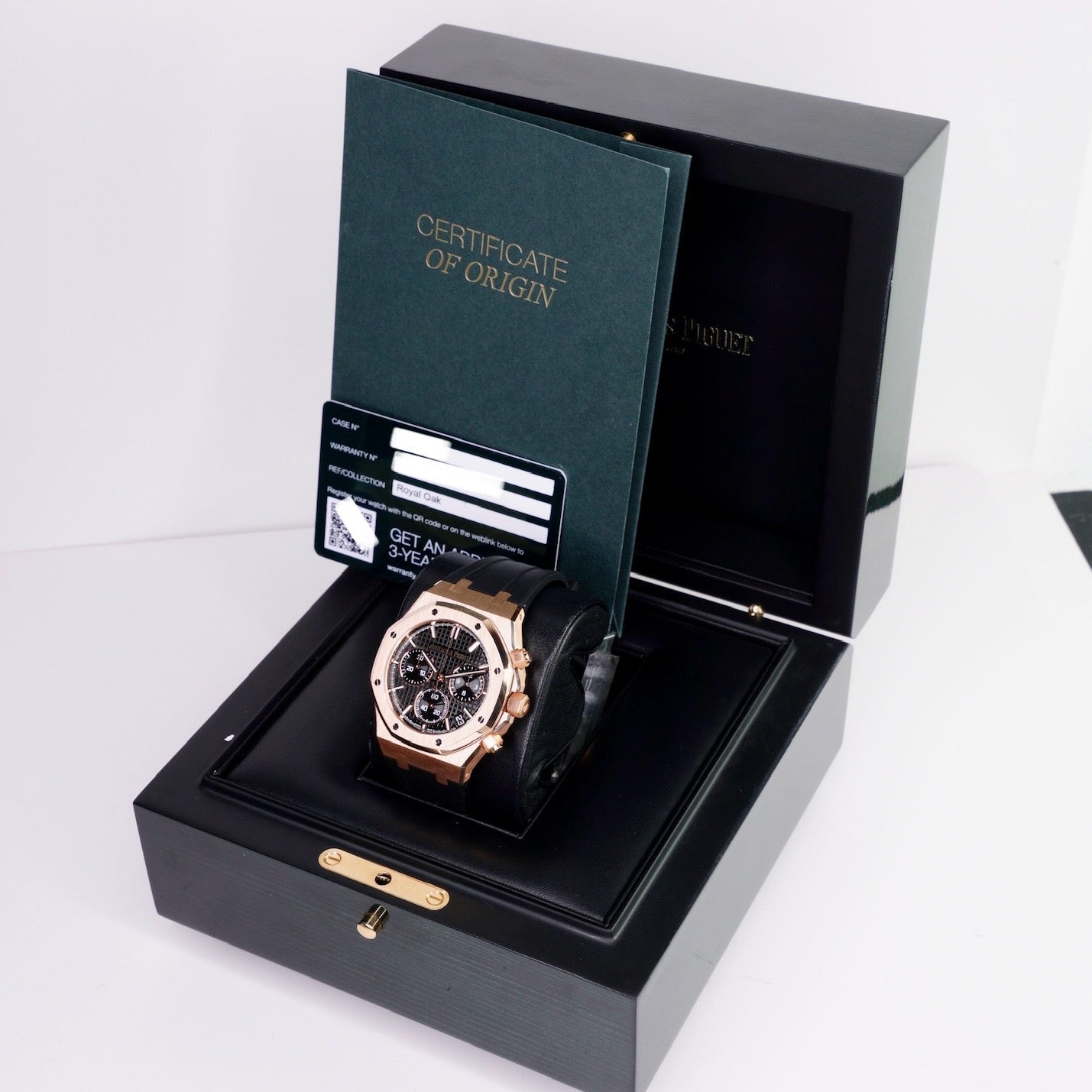 Audemars Piguet Royal Oak 26240OR.OO.D002CR.01 “50th ANNIVERSARY” Black Dial Black Rubber Rose Gold Chronograph Leather Strap 41mm 2022