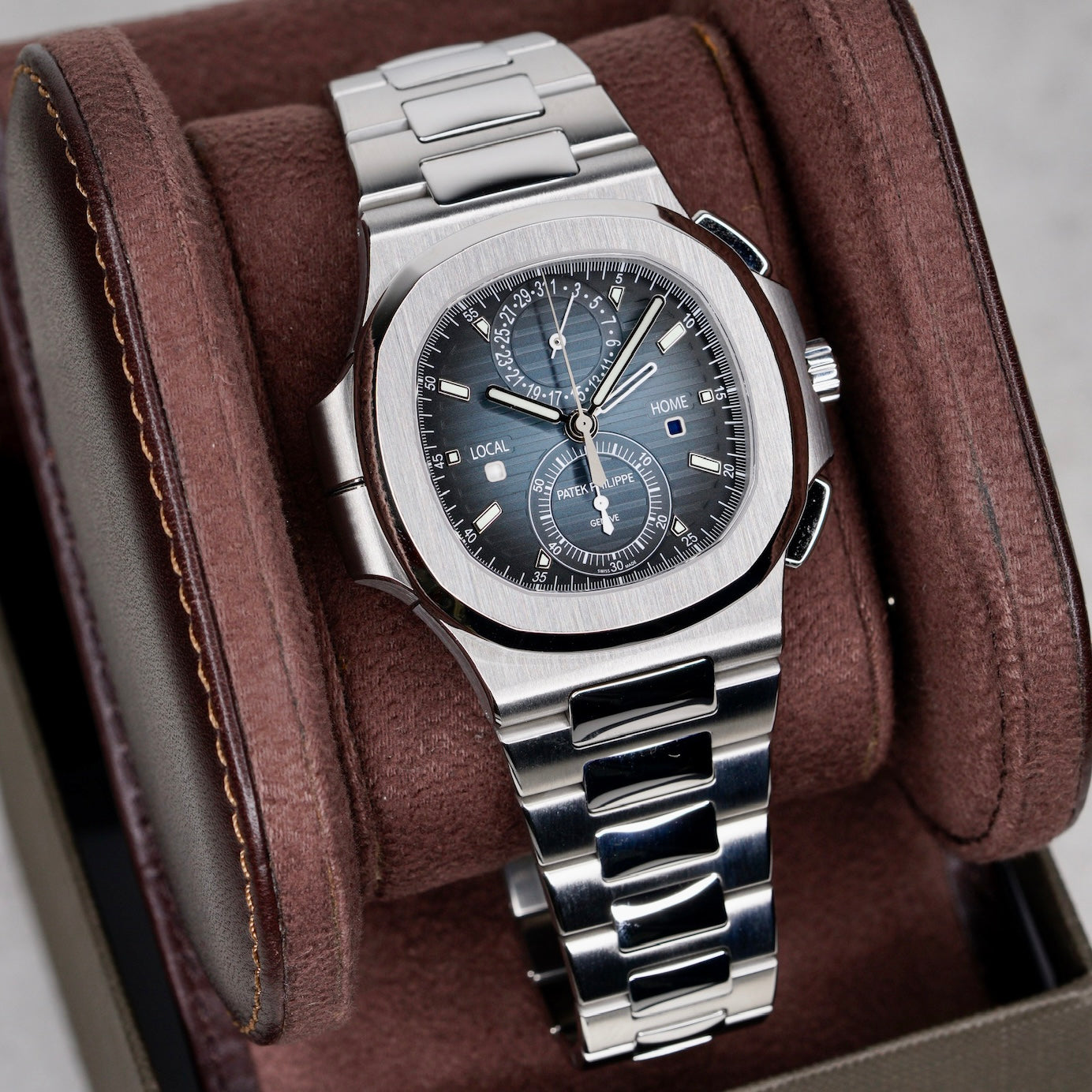 Patek Philippe Nautilus 5990/1A-011 Blue Smoked Dial Travel Time Stainless Steel Chronograph 2025
