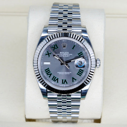 Rolex NEW 2026 Datejust 126334 “WIMBLEDON” Grey Roman Dial Green Accents Stainless Steel Jubilee 41mm