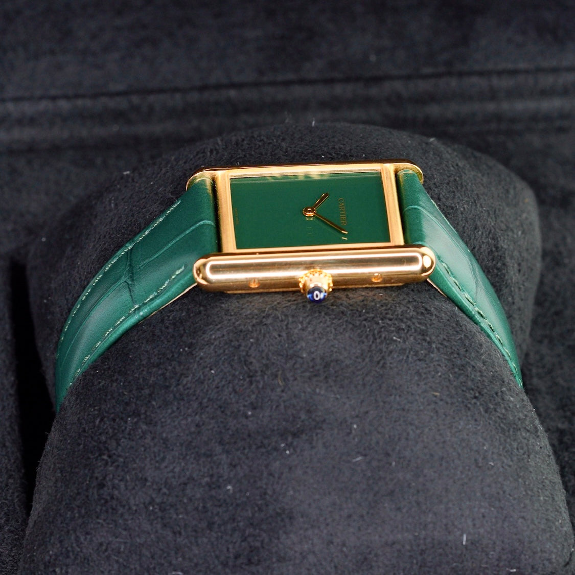 Cartier NEW 2025 Tank Louis Cartier Large WGTA0191 “GREEN” Green Dial Yellow Gold Leather Strap