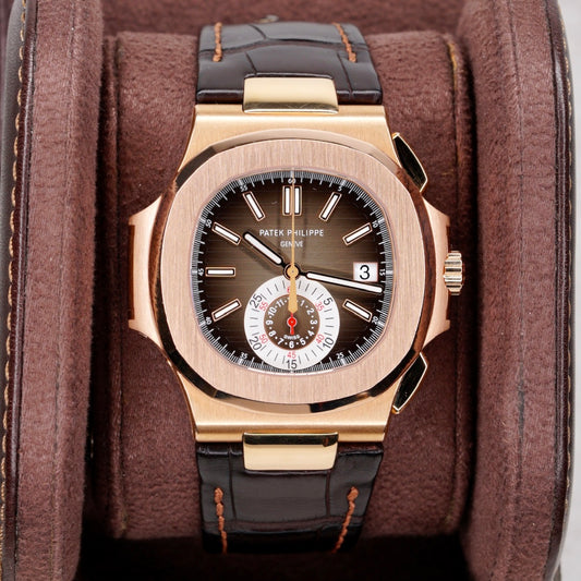 Patek Philippe Nautilus 5980R-001 “BRUN DIAL” Brown Dial Rose Gold Leather Strap 40.5mm 2019