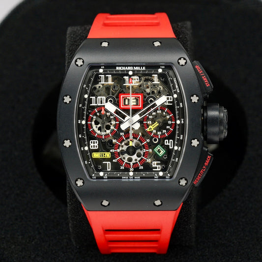 Richard Mille RM 011-FM AL CA “FELIPE MASSA” Skeleton Dial Carbon Case Red Rubber Strap Chronograph Flyback 2012
