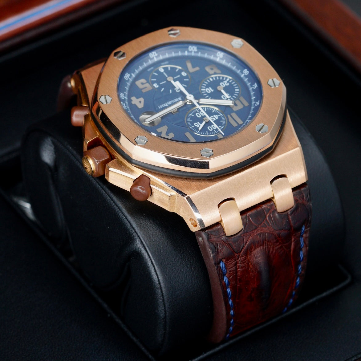 Audemars Piguet Royal Oak Offshore 26365OR.OO.D801CR.01 “PRIDE OF ARGENTINA” Deep Blue Dial Rose Gold Leather Strap 42mm