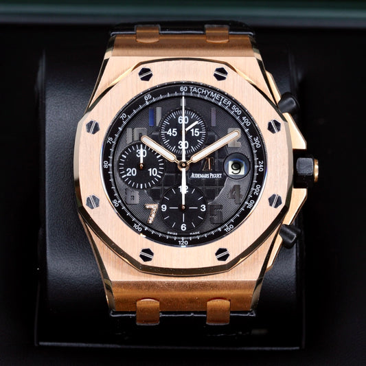Audemars Piguet Royal Oak Offshore 26180OR.OO.D101CR.01 “GINZA” Black Dial 7 on Diamond Rose Gold 44mm