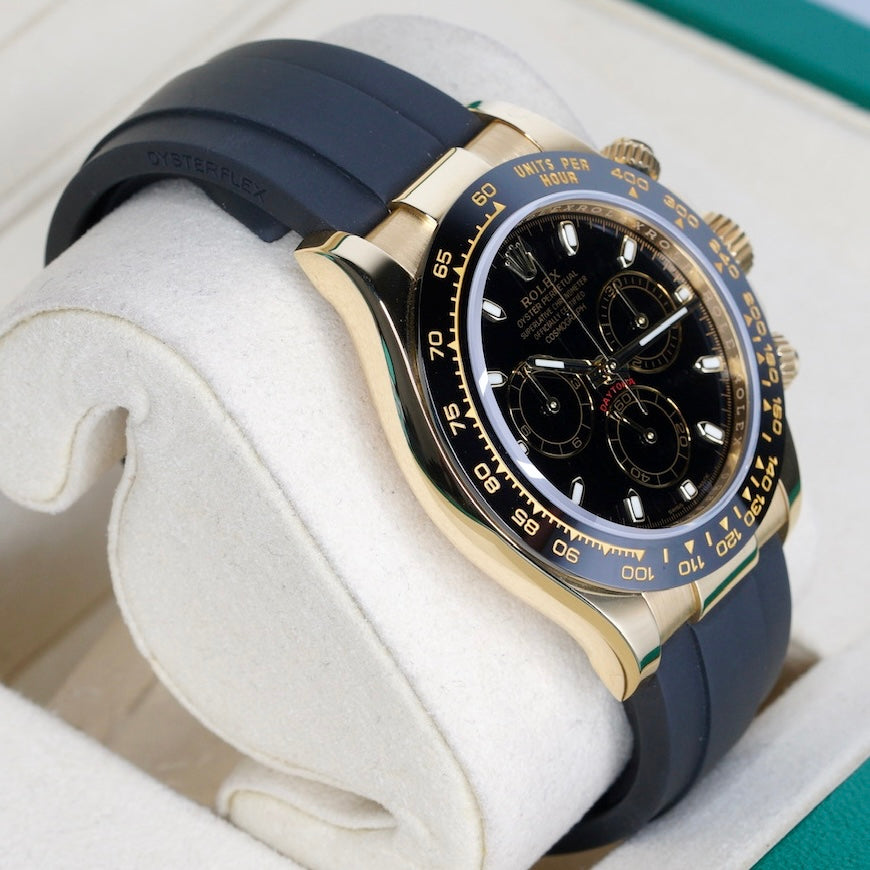 Rolex Daytona 116518LN Black Dial Yellow Gold Oysterflex 40mm 2021