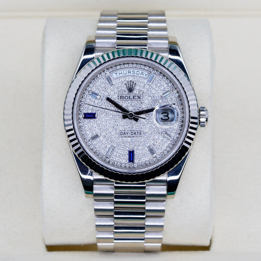 Rolex Day Date 228239 “AM DIAMOND SET” Am Diamond Dial White Gold 40mm