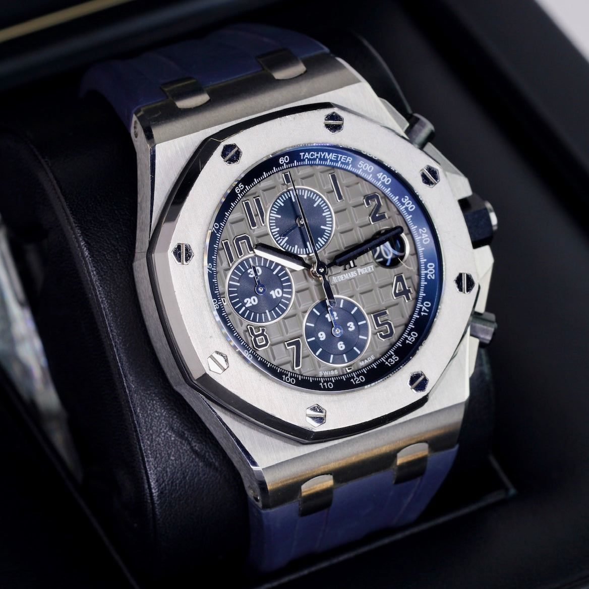 Audemars Piguet Royal Oak Offshore 26474TI.OO.1000TI.01 “QEII CUP”  Grey Dial Blue Accents Titanium Chronograph 42mm