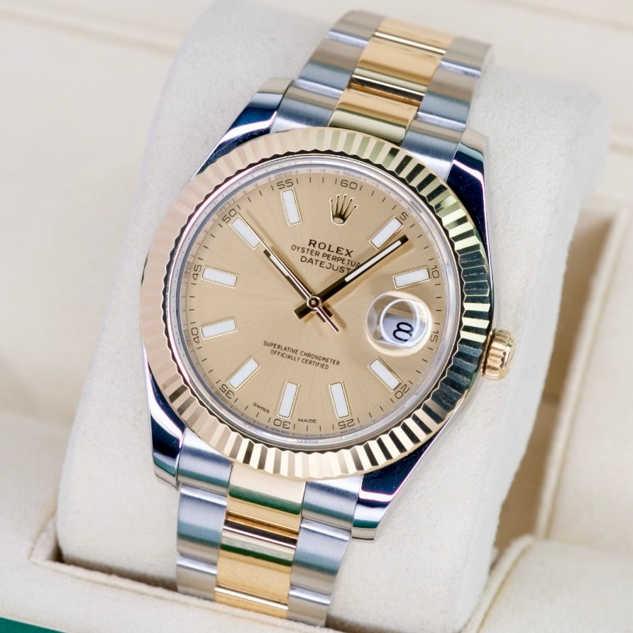 Rolex Datejust II 116333 “CHAMPAGNE” Two-Tone Yellow Gold & Steel Champagne Dial 41mm