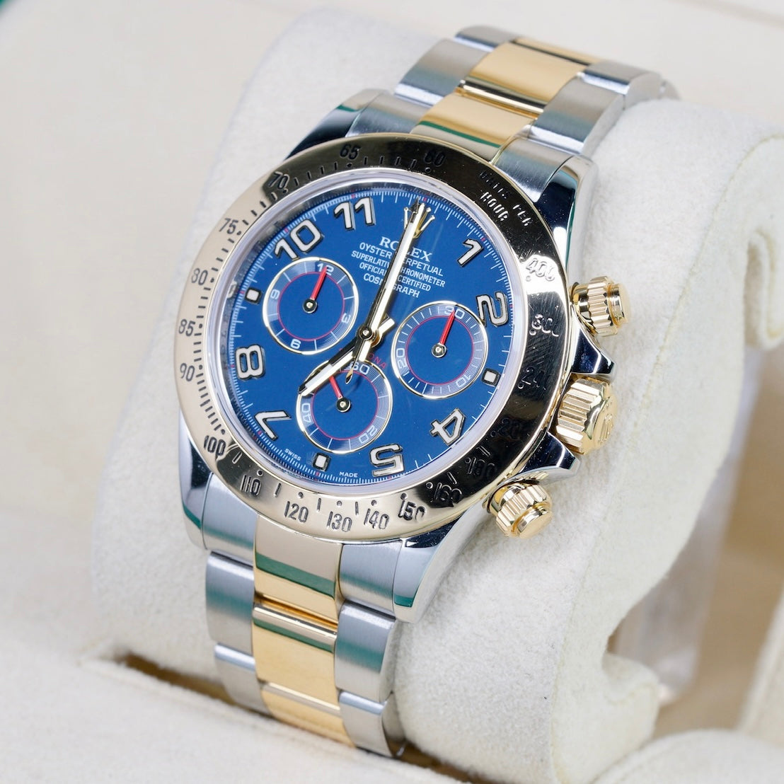 Rolex Daytona 116523 “RACING BLUE” Blue Arabic Dial Two-Tone Yellow Gold & Steel 40mm