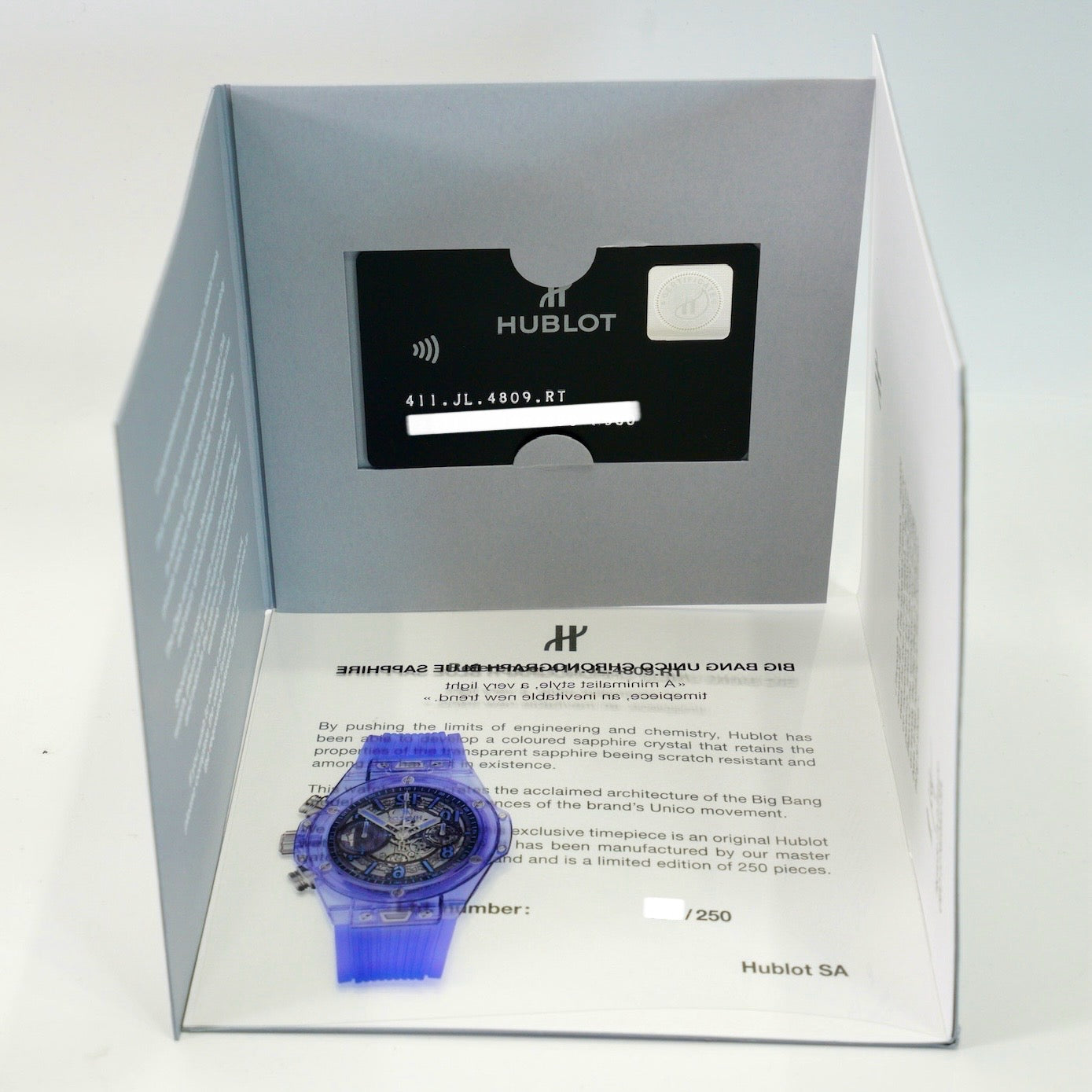 Hublot Big Bang Unico 411.JL.4809.RT “ALL BLUE SAPPHIRE” Limited Edition 250 Pieces