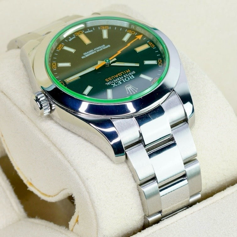 Rolex Milgauss 116400GV Black Dial Green Crystal Stainless Steel Oyster 40mm 2015