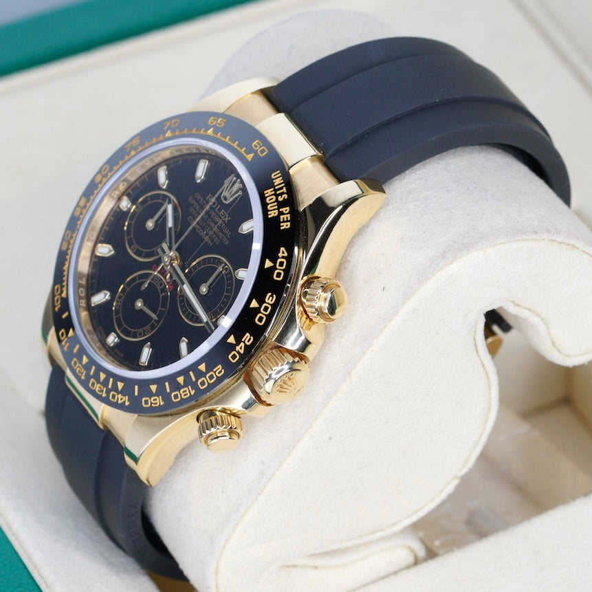 Rolex Daytona 116518LN Black Dial Yellow Gold Oysterflex 40mm 2021