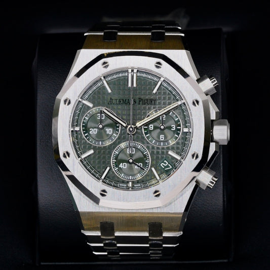 Audemars Piguet SLIDER 2024 Royal Oak 26240ST.OO.1320ST.08 Green Dial Black Letters Stainless Steel Chronograph 41mm