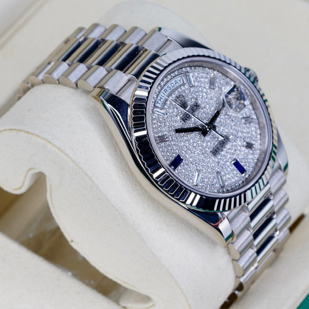 Rolex Day Date 228239 “AM DIAMOND SET” Am Diamond Dial White Gold 40mm