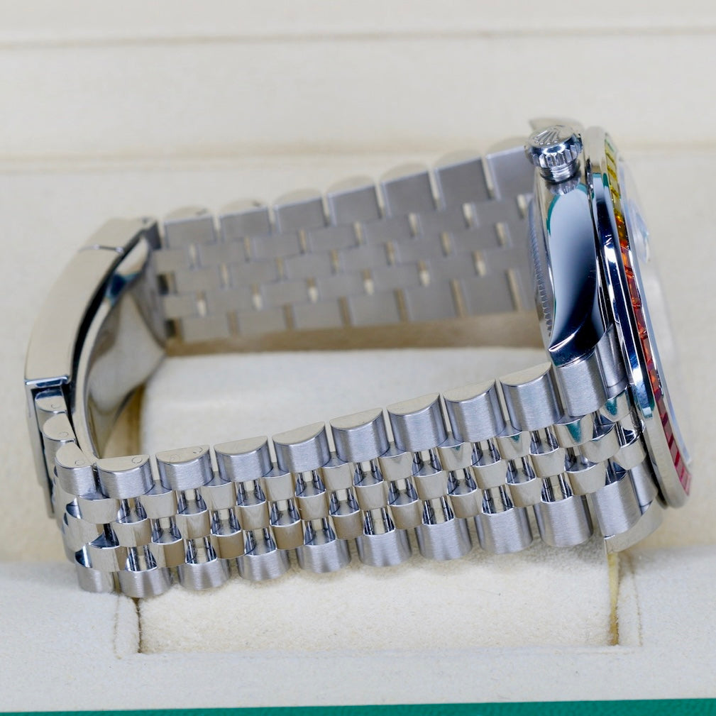 Rolex Datejust 126300 “AM ARABIC RAINBOW” Aftermarket Diamond Arabic Dial Aftermarket Rainbow Bezel Stainless Steel Jubilee 41mm