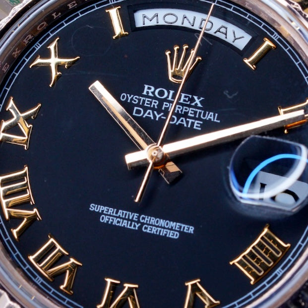 Rolex Day-Date II 218235 Black Roman Dial Rose Gold 41mm