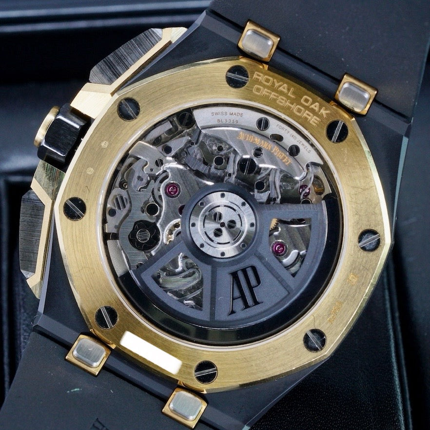 Audemars Piguet Royal Oak Offshore 26420CE.OO.A127CR.01 Ceramic Black Dial Yellow Accents Rubber Strap