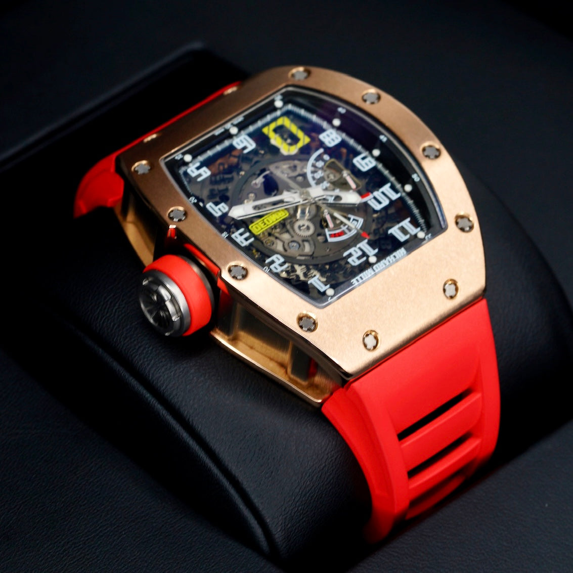 Richard Mille Rm 030 AL RG Skeleton Dial Rose Gold Red Rubber Strap 2015